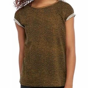 Free People Clare Tee Leopard Print Bohemian‎ Raw Size XS Short Sleeve T-Shirt